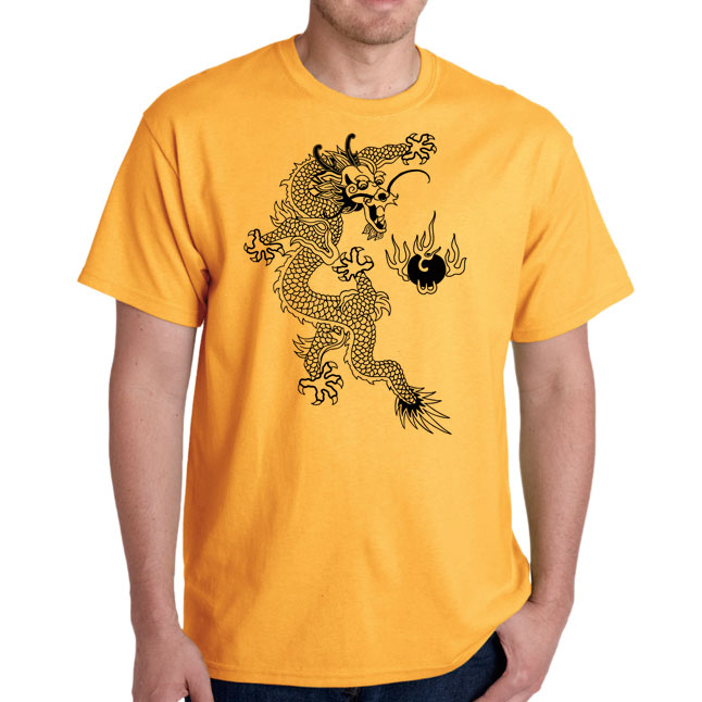 T-Shirt - Fire Dragon in Black Graphic