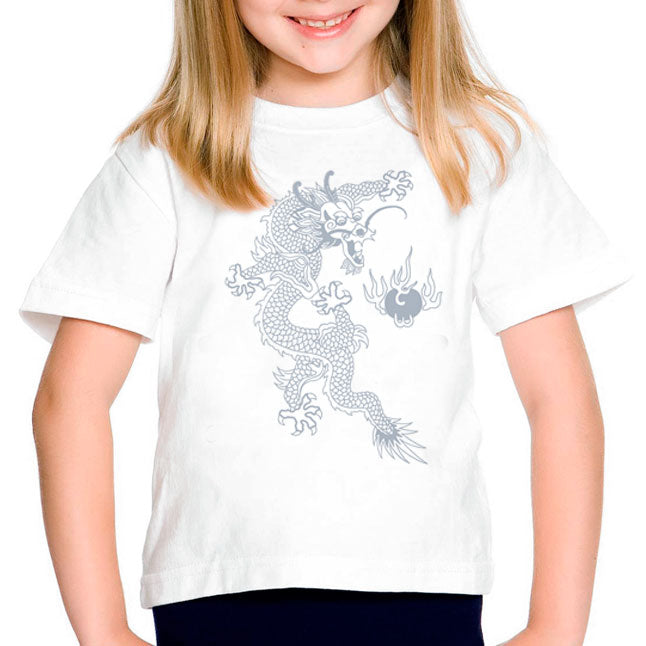 T-Shirt - Fire Dragon in Silver Graphic