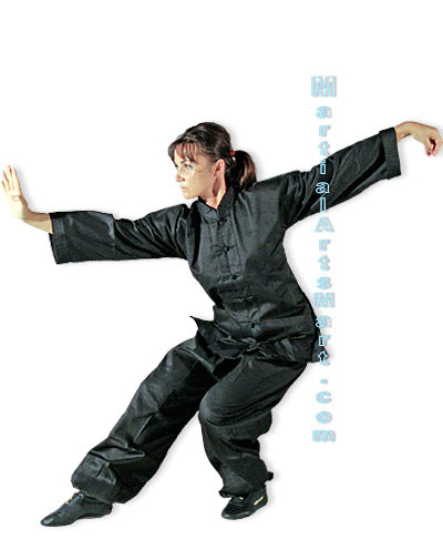 Kung Fu Uniform with Frog Button - Black 