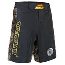Black Fight Shorts with woodland camo trim