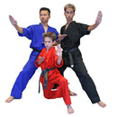 Tae Kwon Do Uniforms -   Black/Blue/Red V-neck - Light Weight  poly/cotton